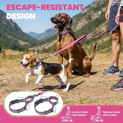 VIVAGLORY Double Handle Dog Leash Twingrip, 5ft x 1in, S, Pink Grey - Image 2