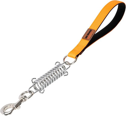 Heavy Duty Dog Leash, Chew Proof Metal Leash for Large Dogs (Up to 250lbs), WireRope Dog Leashes with Soft Silicone Grip (Orange Short, 18IN)