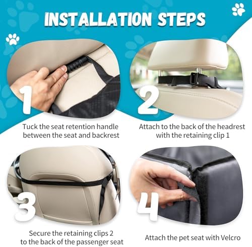 Dog Car Seats for Small Dogs,Detachable Foldable Dog Booster Under 28lbs, Pet Cat Car Seat Travel Bed with Adjustable Straps and Storage Pockets (Grey) - Image 5