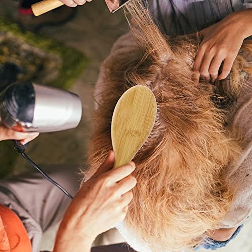Molain Dog Grooming Brush - 20mm Stainless Steel Round Pins, Bamboo Handle, No Scratch Brush for All Hair Types (1Pc) - Image 5
