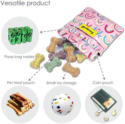 Dog Treat Pouch,Cotton Pocket Sized Training Holder, Hand Free Walking Funny Bag with Carabiner, Self-Closing Pet Feed Snack Reward, Behavior Aids for Puppy Travel or Outdoor Use （Rainbow） - Image 4
