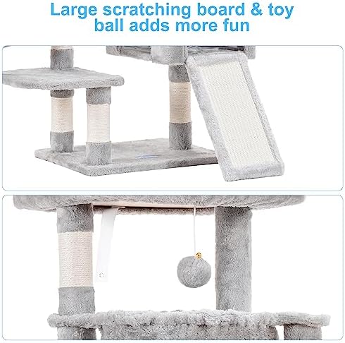 Hey-brother Cat Tree Tower with Large Bed, Hammocks, Scratcher, MPJ006SW - Image 6