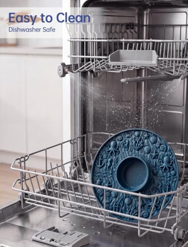 ZooZoo 2-in-1 Dog Lick Mat & Slow Feeder Bowl, Silicone Suction Cups, Blue - Image 5