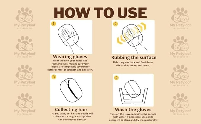 Pet Grooming Gloves with 2 Knot Remover Combs – Static Hair Removal, Deshedding & Cleaning Gloves for Dogs & Cats – Reusable, Eco-Friendly, 5-Finger Design