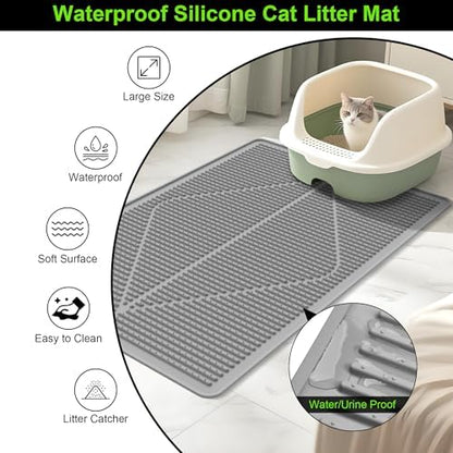 Mofason Cat Litter Mat Litter Trapping Mat XXL Grey Silicone Litter Box Mat - Image 4