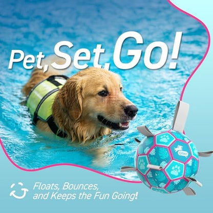 QDAN Dog Toys Soccer Ball with Straps, Pool Dog Water Toy, Outside Ball - Image 2