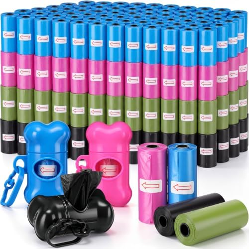 Teling 3000 Count Dog Poop Bags with 3 Dispensers, Colourful by Teling