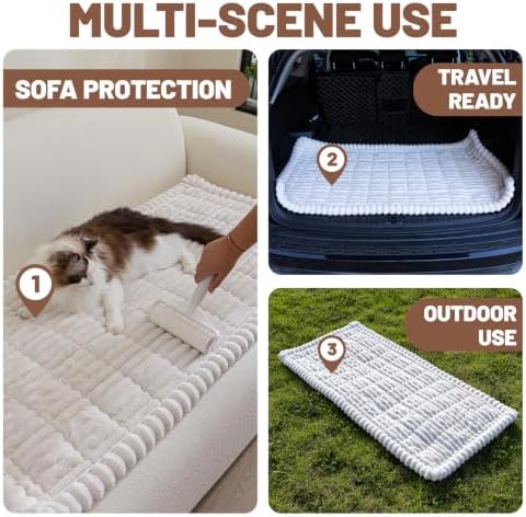 Dog Bed for Car Back Seat, Waterproof Dog Blanket for Car, White - Image 4