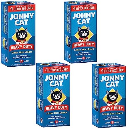 JONNY CAT Litter Box Liners, Heavy Duty Drawstring Liners, Pack of 4 Boxes, 5 Liners per Box, 3 FT X 18 IN, Tear Resistant by JonnyCat
