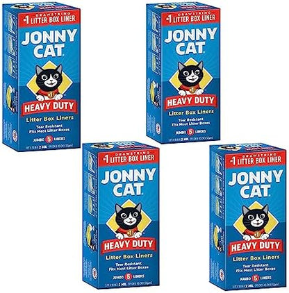 JONNY CAT Litter Box Liners, Heavy Duty Drawstring Liners, Pack of 4 Boxes, 5 Liners per Box, 3 FT X 18 IN, Tear Resistant by JonnyCat