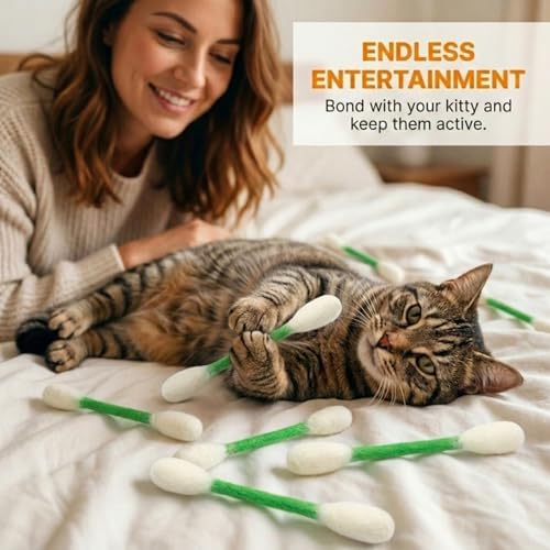 Glaciart One Swabs Cat Toys with Catnip - 6 Pk | Durable for Chew, Cute Cat Toys Interactive Kitty for Boredom, Exercise, & Play | Filled w/Organic Catnip for Anxiety & as Digestive Aid | Gift Idea - Image 5