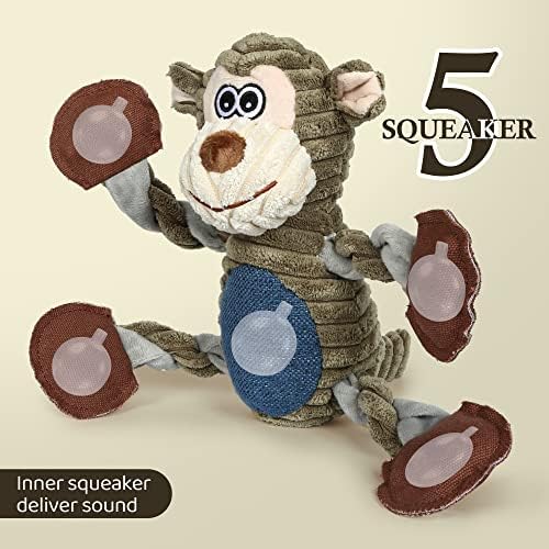 BUYPOW Dog Toys for Large Dog - Plush Squeaky Medium & Small Dog Toys - Stuffed Animals Puppy Toys - Funny Cute Dog Toys for Dog Birthday Presents (Monkey) - Image 3
