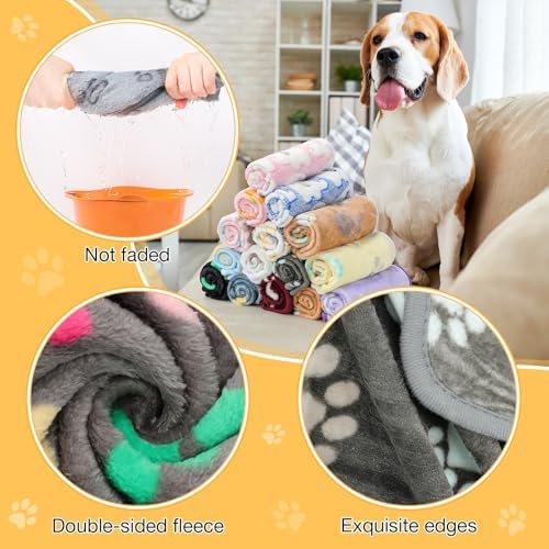 Chumia 18 Pcs Fleece Puppy Blanket for Dog Cat, 30 X 20 Inch, Cute - Image 3