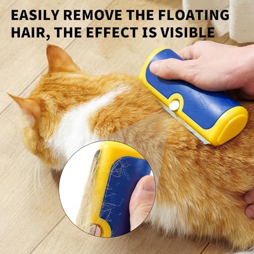 Dog Brush for Shedding, Short Hair, Blue and Yellow - Image 3