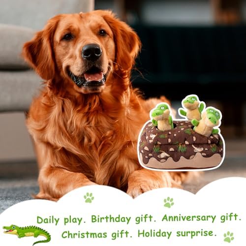 Hollypet Squeaky Hide and Seek Dog Toys for Small and Medium, Crocodile - Image 6