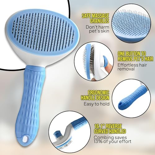 Self-Cleaning Pet Grooming Brush – Smooth Grooming Brush for Dogs and Cats, Easy Hair Removal with the Push of a Button, Gentle Shedding Remover for Small Pets (Basic Oval) - Image 5