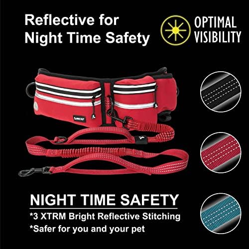 Kruz Hands Free Dog Leash (Waist 26”- 48”, Leash- 1”x 5ft) Premium Waist Belt for Walking, Running, & Hiking, Bungee with Dual Handles, Adjustable Fit, Reflective Safety Design for Large Dogs (Red) - Image 6