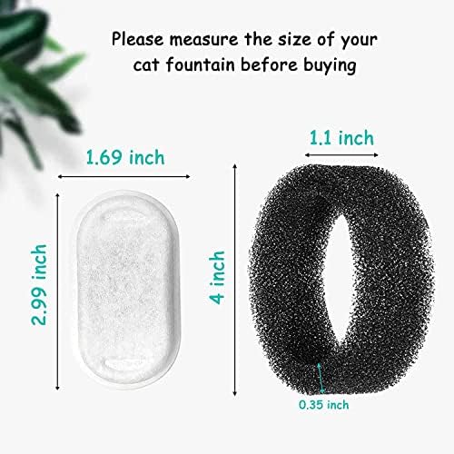 Cat Water Fountain Filters for Stainless Steel 67oz/2L Adjustable Water Flow Pet Fountain, 16 Pack Pet Replacement Filters with 16 Sponges - Image 2
