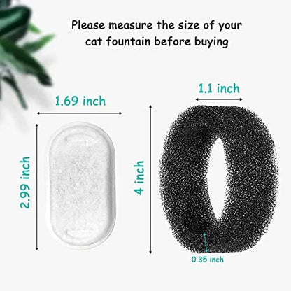 Cat Water Fountain Filters for Stainless Steel 67oz/2L Adjustable Water Flow Pet Fountain, 16 Pack Pet Replacement Filters with 16 Sponges - Image 2