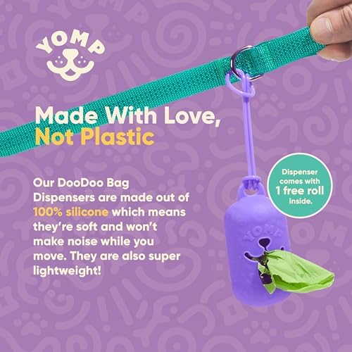 Yomp Poop Bag Holder – Silicone Dog Waste Bag Dispenser for Leash Attachment – Reusable Dog Poop Bag Holder - No Jingling. Silent (Includes One Standard Size Roll) - Image 3