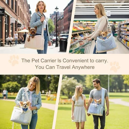 Stylish Quilted Dog Sling Carrier – Hands-Free Pet Shoulder Bag for Small Dogs & Cats, Breathable & Secure Travel Tote up to 12 lbs, Blue - Image 3
