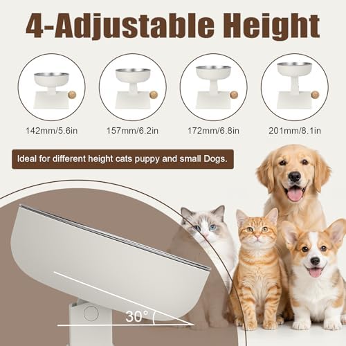 Elevated Cat Bowl, 4 Heights Stainless Steel Raised Stand - Image 2