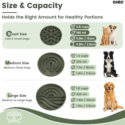 OHMO Slow Feeder Dog Bowl, 5.9" Lick Mat for Dogs, Diamond, Camo Green - Image 3