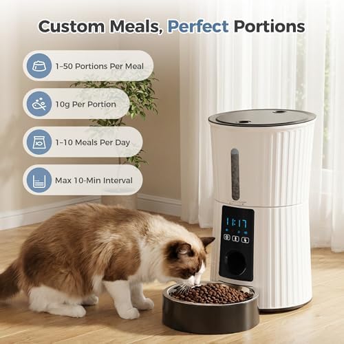 DUMOS 4L Automatic Cat Feeder, Dog Food Dispenser with APP Control, White - Image 4