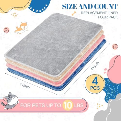 Drydiet 4 Pcs Cat Carrier Pad Reversible Liner, Colorful, 17 x 11 Inch - Image 2