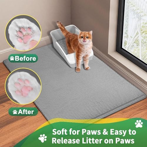 GRELY Cat Litter Mat,XL47''X 28'' Extra Large Litter Trapping Mat Kitty Rug - Image 6