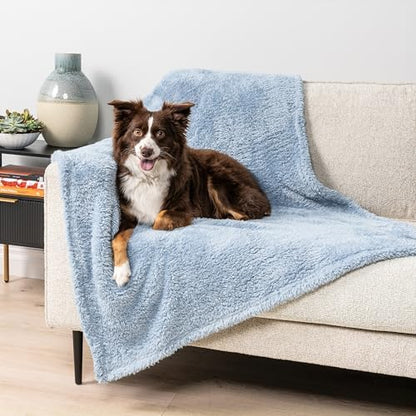 PetAmi Soft Plush Sherpa Dog Blanket for Pet Cat, Medium 29x40, Dusty Blue - Image 3
