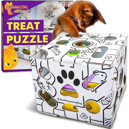 Cat Amazing Sliders – Puzzle Toy for Indoor Cats – Treat Box Interactive Maze – Enrichment Feeder – Best Cat Toy Ever! by CatAmazing