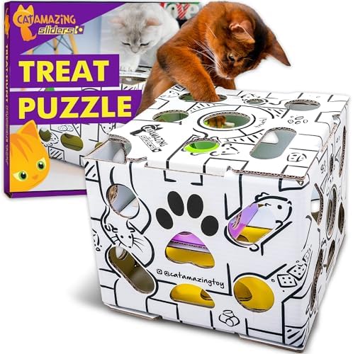 Cat Amazing Sliders – Puzzle Toy for Indoor Cats – Treat Box Interactive Maze – Enrichment Feeder – Best Cat Toy Ever! by CatAmazing