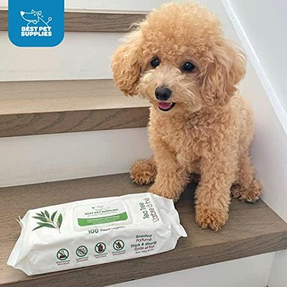 Best Pet Supplies Pet Grooming Wipes for Dogs & Cats,Deodorizer for Coats & Dry, Itchy, or Sensitive Skin, Clean Ears, Paws, Body, & Butt - Cleansing Tea Tree - Image 6