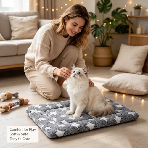 Dog Bed Mat, Reversible Crate Pads for Small/Medium/Large Dogs & Cats Sleeping, Portable & Soft, Dog Beds Crate Pad (Grey, XS(18"*14"*1.5")) - Image 6