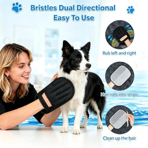 Pet Hair Remover Glove for Dogs & Cats, 5 Finger Electrostatic Fur Removal Brush, Reusable Grooming Glove for Couch, Carpet, Furniture, Car Seat, Clothes - Image 3