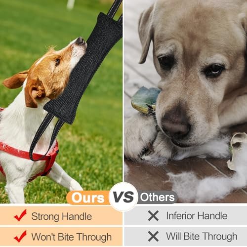 Dog Tug Toy Dog Bite Pillow Pull Toy with 2 Strong Handles Perfect for Tug of War, Puppy Interactive Play, Tear Resistant Bite Training Toys for Small Medium Large Dogs (Dark Black-Line) - Image 5