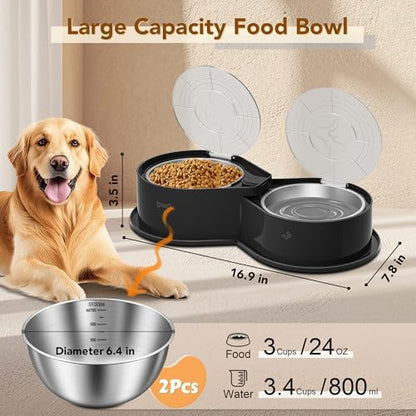 Newget 304 Stainless Steel Dog Bowl Set with Lids, 24oz Foldable Pet Dishes - Image 2