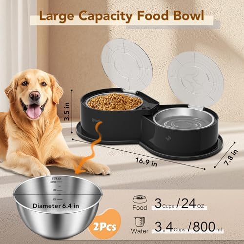 Newget 304 Stainless Steel Dog Bowl Set with Lids, 24oz Foldable Pet Dishes - Image 2