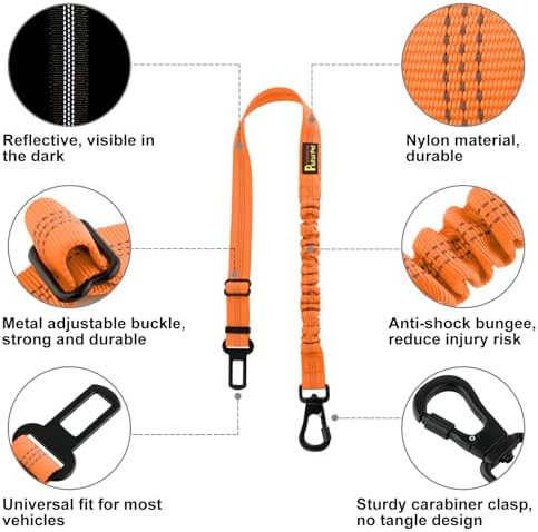 Plutus Pet Dog Seat Belt for Car, Adjustable Harness with Elastic Bungee - Image 2