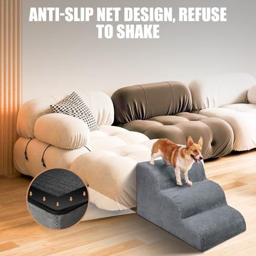 Chic Threads 3-Step Dog Stairs for Small Dogs, Dog Ramp for Bed 15.7" H - Image 5
