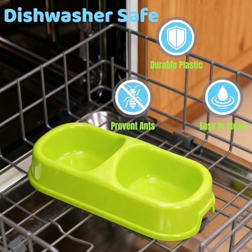 12 Pieces Plastic Double Cat Bowls, Dog Food Water Bowl Set - Image 3