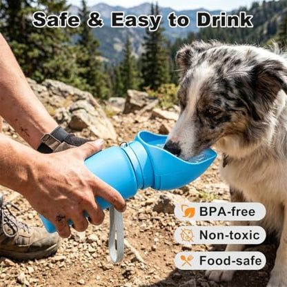 Dog Water Bottle, Silicone Foldable Pet Water Bottle, 550ml (18.6oz), Grey - Image 4