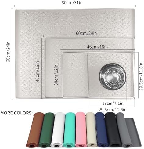Ptlom Dog Food Mat Anti-Slip Bowl Mats for Food and Water, Waterproof Silicone Pet Placemat with High Raised Edges, Non-Slip Puppy Feeding Tray for Small, Medium Large Cats Dogs, Cream, 11.8"x11.8" - Image 2