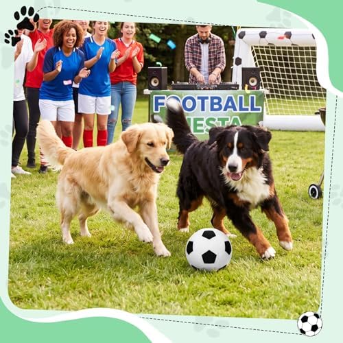 Blueweenly 2 Pcs Stuffed Soccer Ball Dog Toys, 6.3 Inch Squeaky Football Dog Toys, Soft Interactive Chew Indoor Outdoor Playing Supply for Small Medium Large Pet Rolling Tossing Chasing Games, White - Image 4