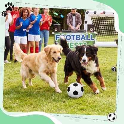 Blueweenly 2 Pcs Stuffed Soccer Ball Dog Toys, 6.3 Inch Squeaky Football Dog Toys, Soft Interactive Chew Indoor Outdoor Playing Supply for Small Medium Large Pet Rolling Tossing Chasing Games, White - Image 4