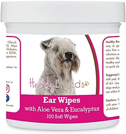 Healthy Breeds Soft Coated Wheaten Terrier Ear Cleaning Wipes with Aloe & Eucalyptus for Dogs 100 Count by HealthyBreeds