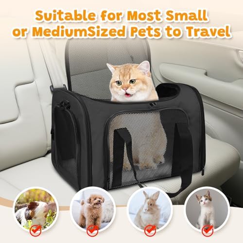 Cat Carrier Soft Up to 16 Lbs, Breathable Pet Travel Bag with Steel Frame - Image 4