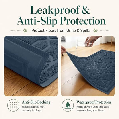 Yimobra Cat Litter Mat, Waterproof Litter Trap Mat, 35.4x23.6, Dark Blue - Image 3