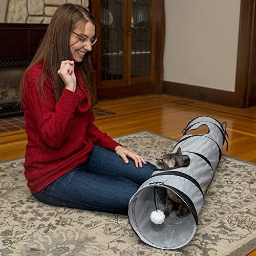 PetLike Cat Tunnel for Indoor Cats Collapsible Pop-up Pet Tube Peek Hole Hideaway Play Toys for Cats with Ball - Image 2